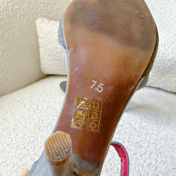 VINTAGE by JEFFREY CAMPBELL Bridges Burgundy Suede Python Ankle Strap Pump 7.5 - Picture 6 of 7